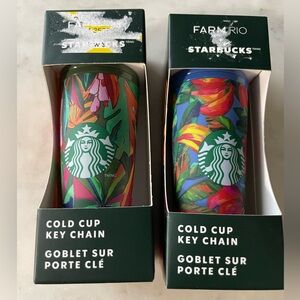 Brand New: Farm Rio + Starbucks Cold Cup Keychain Duo of Florals Keychains